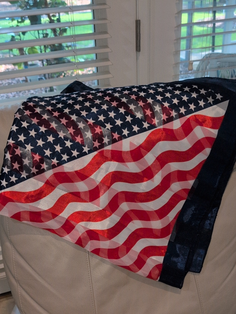 American Flag Pattern Scarf - Red, White & Blue Silk feel